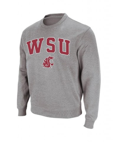 Men's Heather Gray Washington State Cougars Arch & Logo Crew Neck Sweatshirt $25.37 Sweatshirt