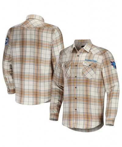 Men's NFL x Darius Rucker Collection by Tan Tennessee Titans Flannel Long Sleeve Button-Up Shirt $36.50 Shirts