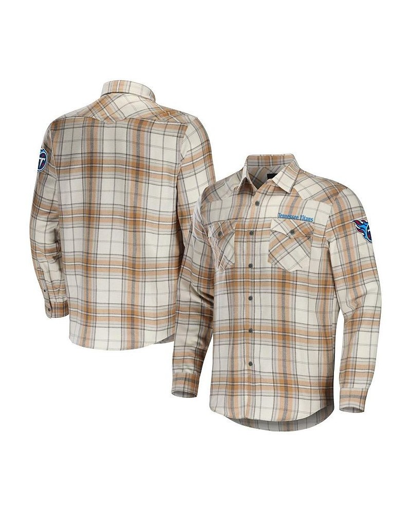 Men's NFL x Darius Rucker Collection by Tan Tennessee Titans Flannel Long Sleeve Button-Up Shirt $36.50 Shirts