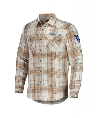 Men's NFL x Darius Rucker Collection by Tan Tennessee Titans Flannel Long Sleeve Button-Up Shirt $36.50 Shirts