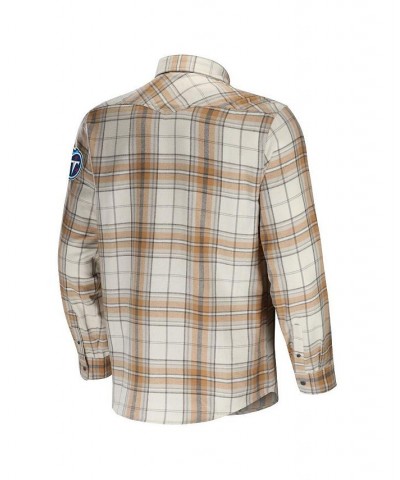 Men's NFL x Darius Rucker Collection by Tan Tennessee Titans Flannel Long Sleeve Button-Up Shirt $36.50 Shirts