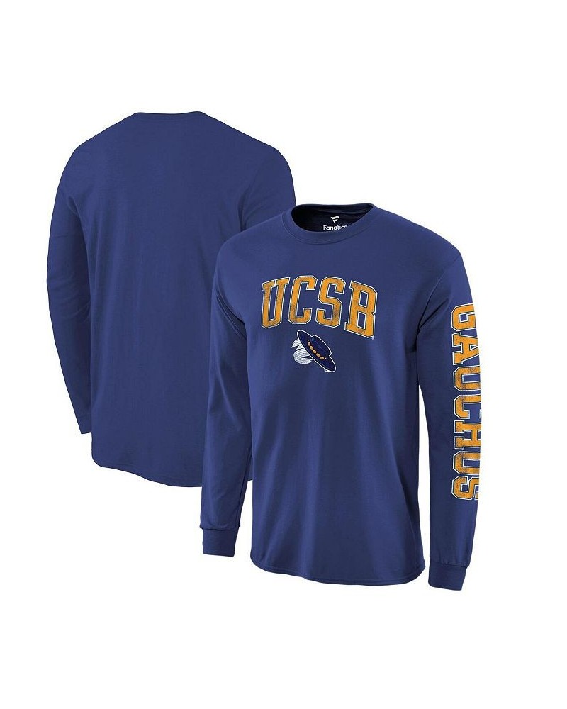 Men's Branded Royal UC Santa Barbara Gauchos Distressed Arch Over Logo Long Sleeve T-shirt $21.65 T-Shirts