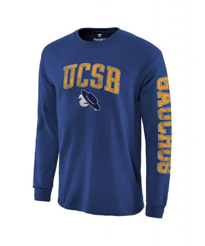 Men's Branded Royal UC Santa Barbara Gauchos Distressed Arch Over Logo Long Sleeve T-shirt $21.65 T-Shirts