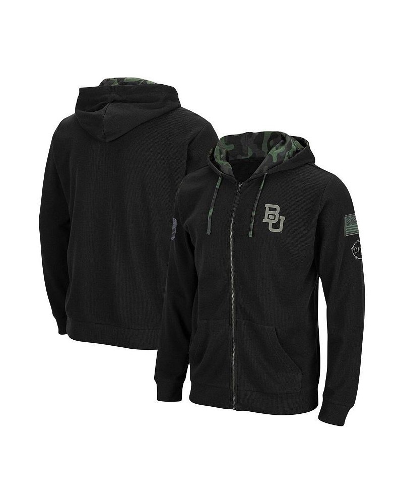 Men's Black Baylor Bears OHT Military-Inspired Appreciation Waffle Full-Zip Hoodie $34.30 Sweatshirt