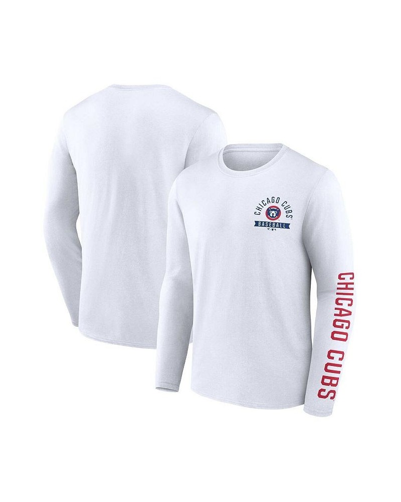 Men's Branded White Chicago Cubs Pressbox Long Sleeve T-shirt $19.80 T-Shirts