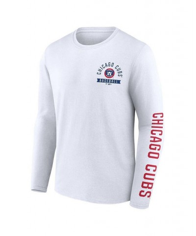 Men's Branded White Chicago Cubs Pressbox Long Sleeve T-shirt $19.80 T-Shirts