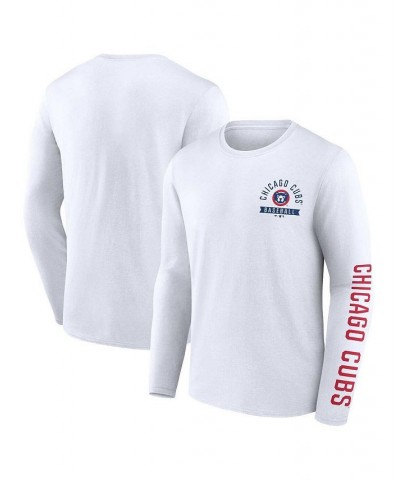 Men's Branded White Chicago Cubs Pressbox Long Sleeve T-shirt $19.80 T-Shirts