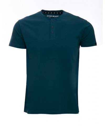 Men's Basic Henley Neck Short Sleeve T-shirt PD19 $17.39 T-Shirts