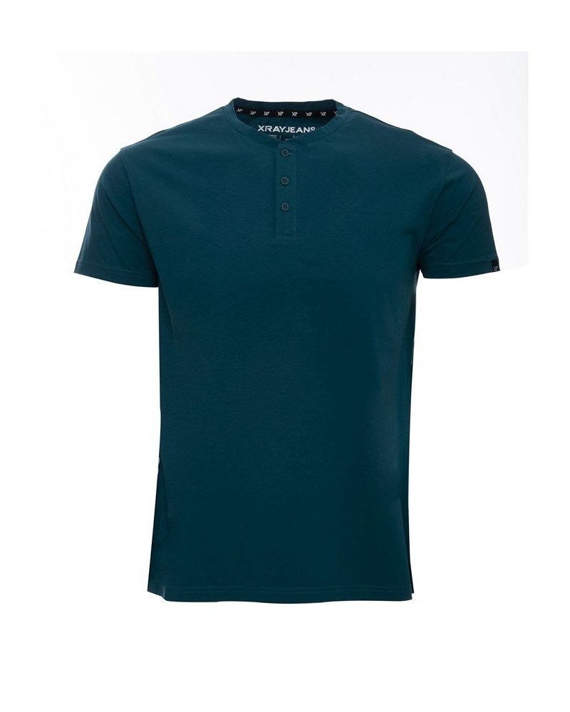 Men's Basic Henley Neck Short Sleeve T-shirt PD19 $17.39 T-Shirts