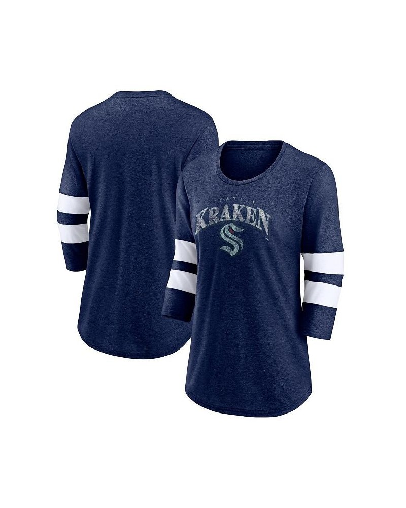 Men's Branded Heather Navy Seattle Kraken Special Edition 2.0 Barn Burner 3/4 Sleeve T-shirt $28.61 T-Shirts