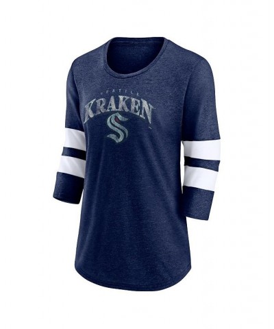 Men's Branded Heather Navy Seattle Kraken Special Edition 2.0 Barn Burner 3/4 Sleeve T-shirt $28.61 T-Shirts