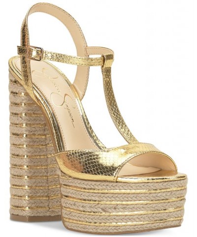 Women's Ameeka Ankle-Strap Platform Sandals Gold $46.44 Shoes