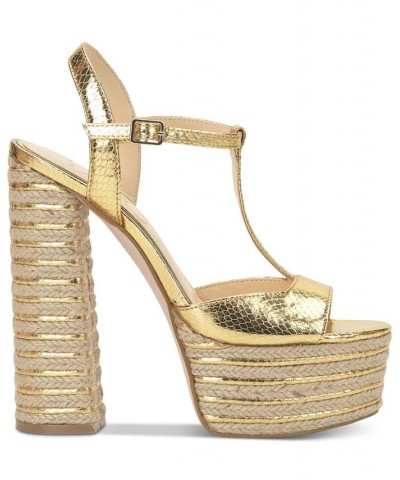 Women's Ameeka Ankle-Strap Platform Sandals Gold $46.44 Shoes