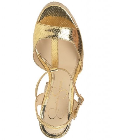 Women's Ameeka Ankle-Strap Platform Sandals Gold $46.44 Shoes