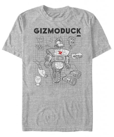 Men's Gizomoduck Schematic Short Sleeve T-Shirt Gray $15.40 T-Shirts