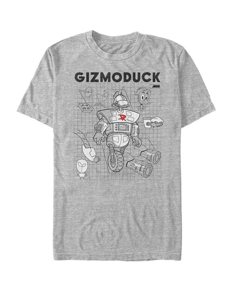 Men's Gizomoduck Schematic Short Sleeve T-Shirt Gray $15.40 T-Shirts