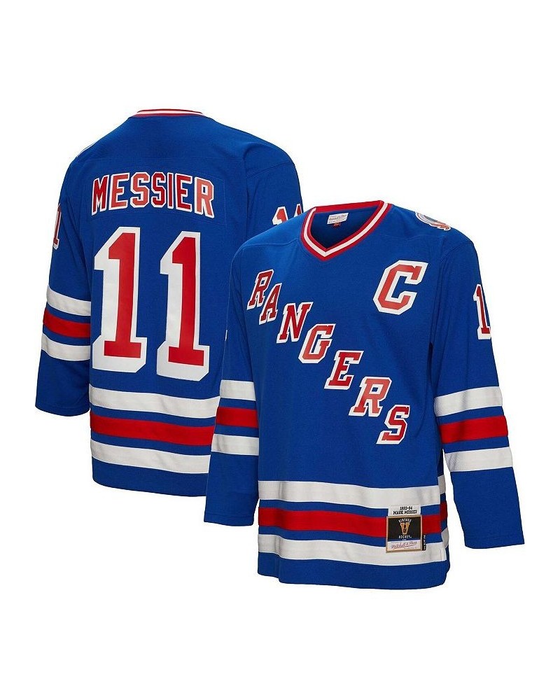 Men's Mark Messier Blue New York Rangers 1993 Blue Line Player Jersey $68.80 Jersey