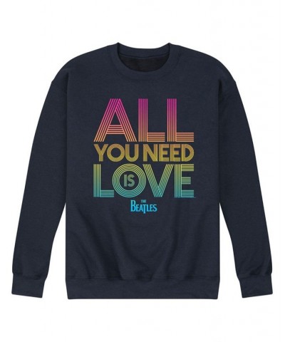 Men's The Beatles All Need Love Fleece Sweatshirt Blue $23.10 Sweatshirt