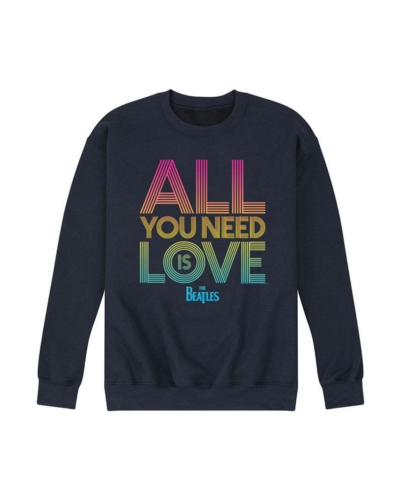 Men's The Beatles All Need Love Fleece Sweatshirt Blue $23.10 Sweatshirt