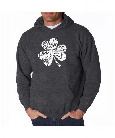 Men's Word Art Hooded Sweatshirt - Kiss Me I'M Irish Gray $32.39 Sweatshirt