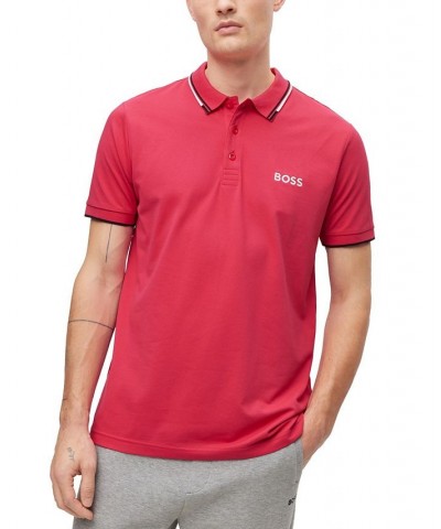 BOSS Men's Cotton-Blend Contrast Details Polo Shirt Pink $58.88 Polo Shirts