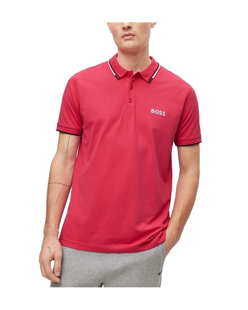 BOSS Men's Cotton-Blend Contrast Details Polo Shirt Pink $58.88 Polo Shirts