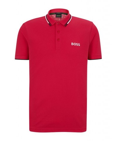 BOSS Men's Cotton-Blend Contrast Details Polo Shirt Pink $58.88 Polo Shirts