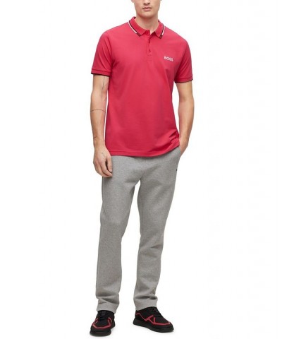 BOSS Men's Cotton-Blend Contrast Details Polo Shirt Pink $58.88 Polo Shirts