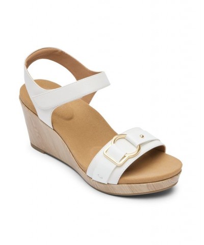 Women's Briah II Two Band Wedge Sandal White $64.40 Shoes