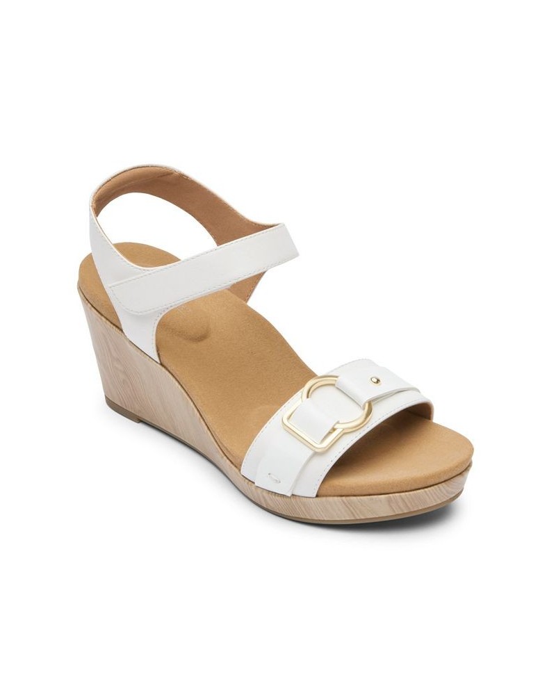 Women's Briah II Two Band Wedge Sandal White $64.40 Shoes