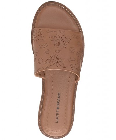 Women's Keshy Patterned-Band Flat Sandals Tan/Beige $37.13 Shoes