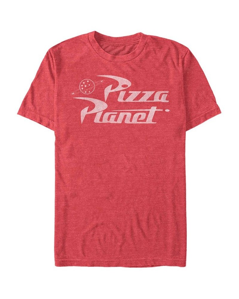 Men's Disney Pixar Toy Story Pizza Planet Logo Short Sleeve T-shirt Red $20.99 T-Shirts