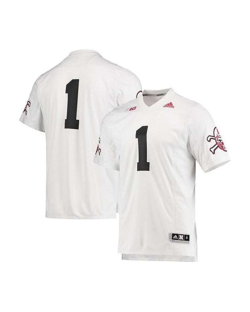 Men's 1 White Nebraska Huskers Premier Strategy Jersey $48.00 Jersey