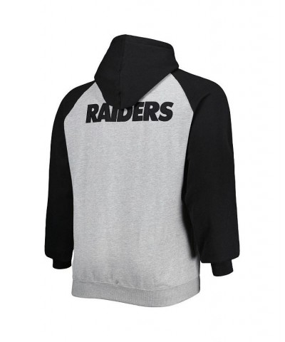 Men's Heather Gray Las Vegas Raiders Big and Tall Fleece Raglan Full-Zip Hoodie Jacket $29.40 Jackets