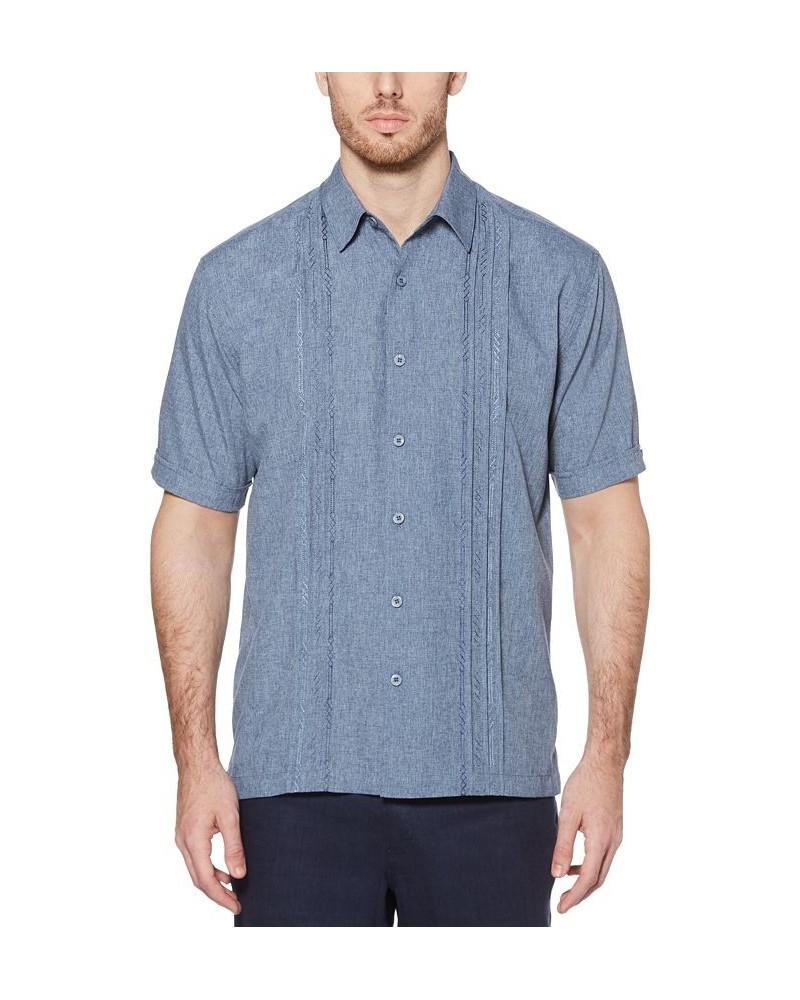 Men's Big & Tall Pintuck Embroidered Chambray Shirt Delphinium Blue $21.66 Shirts