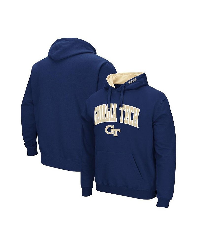 Men's Navy Georgia Tech Yellow Jackets Arch and Logo Pullover Hoodie $29.69 Sweatshirt