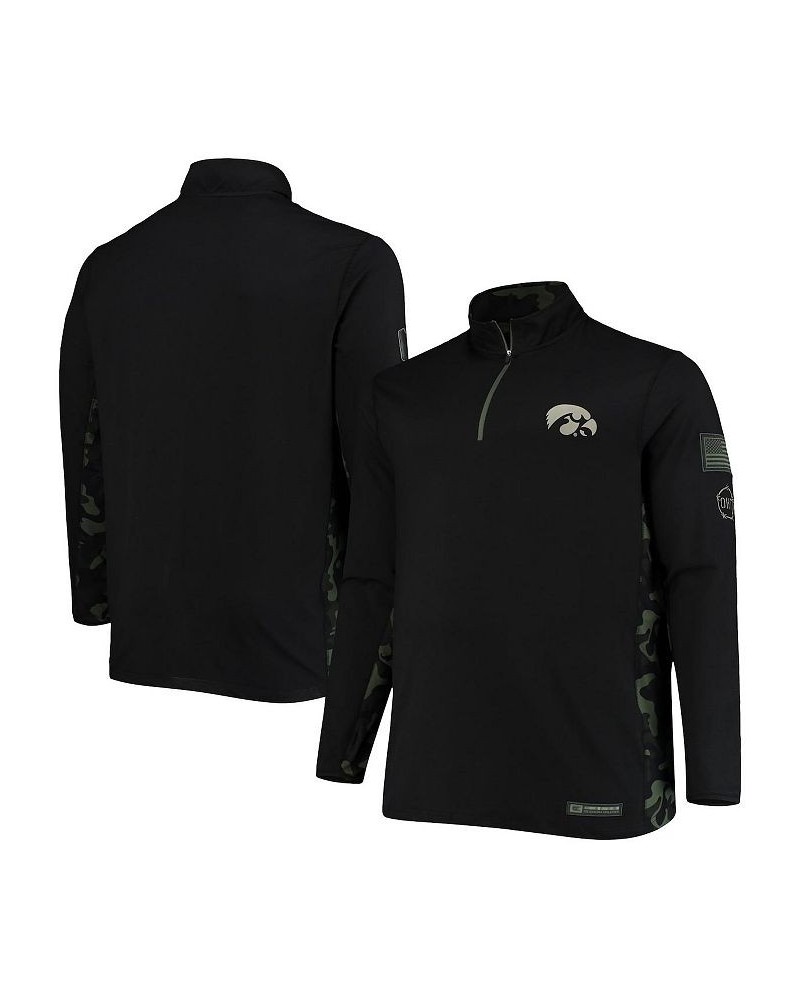 Men's Black Iowa Hawkeyes OHT Military-Inspired Appreciation Big and Tall Quarter-Zip Jacket $38.24 Jackets