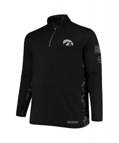 Men's Black Iowa Hawkeyes OHT Military-Inspired Appreciation Big and Tall Quarter-Zip Jacket $38.24 Jackets