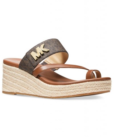 Women's Jilly Espadrille Platform Wedge Sandals Brown $48.79 Shoes