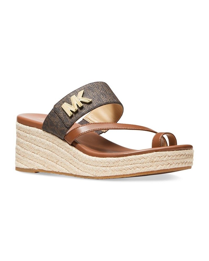 Women's Jilly Espadrille Platform Wedge Sandals Brown $48.79 Shoes