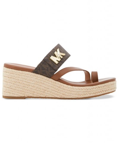 Women's Jilly Espadrille Platform Wedge Sandals Brown $48.79 Shoes