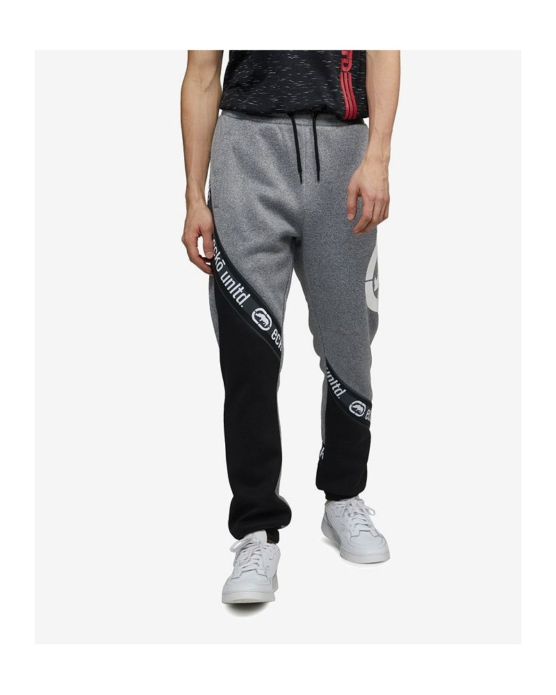 Men's Color Block Black Diamond Fleece Jogger White $36.04 Pants