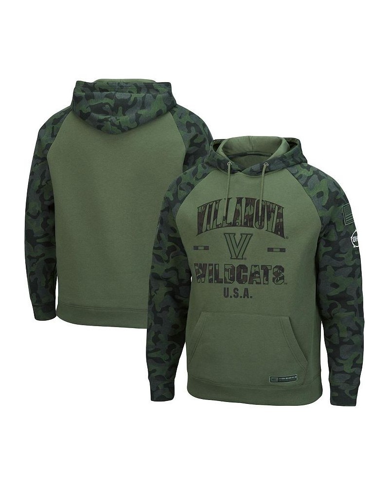 Men's Olive and Camo Villanova Wildcats OHT Military-Inspired Appreciation Raglan Pullover Hoodie $34.50 Sweatshirt