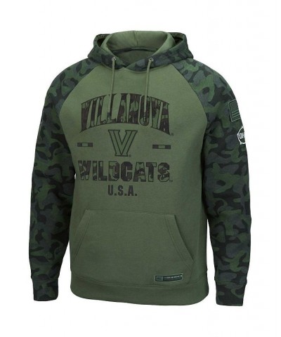 Men's Olive and Camo Villanova Wildcats OHT Military-Inspired Appreciation Raglan Pullover Hoodie $34.50 Sweatshirt