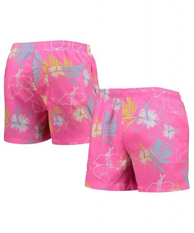 Men's Pink Miami Hurricanes Neon Floral Swim Trunks $27.60 Swimsuits