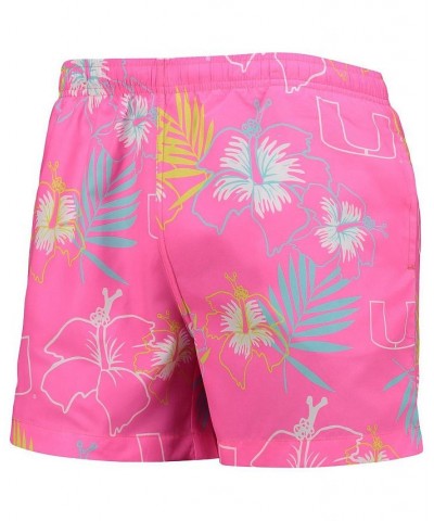 Men's Pink Miami Hurricanes Neon Floral Swim Trunks $27.60 Swimsuits