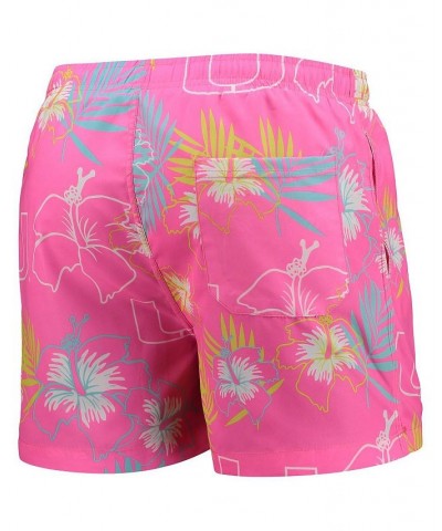 Men's Pink Miami Hurricanes Neon Floral Swim Trunks $27.60 Swimsuits