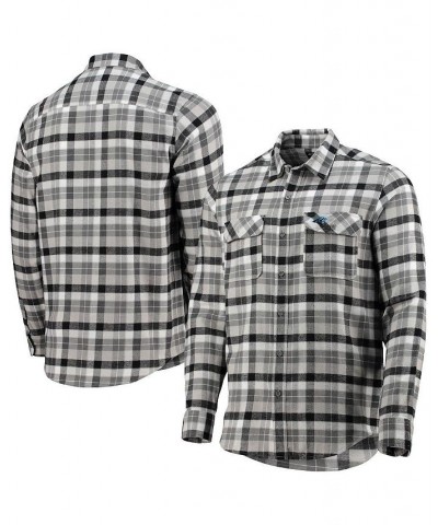 Men's Black, Gray Carolina Panthers Ease Flannel Long Sleeve Button-Up Shirt $29.57 Shirts