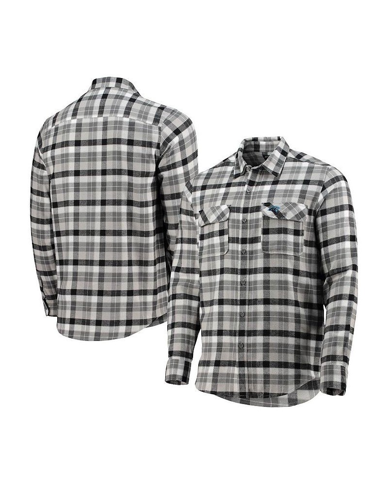 Men's Black, Gray Carolina Panthers Ease Flannel Long Sleeve Button-Up Shirt $29.57 Shirts