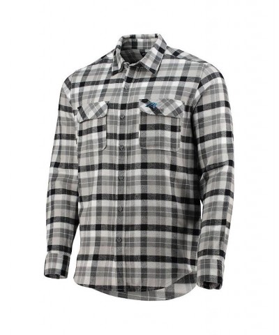 Men's Black, Gray Carolina Panthers Ease Flannel Long Sleeve Button-Up Shirt $29.57 Shirts